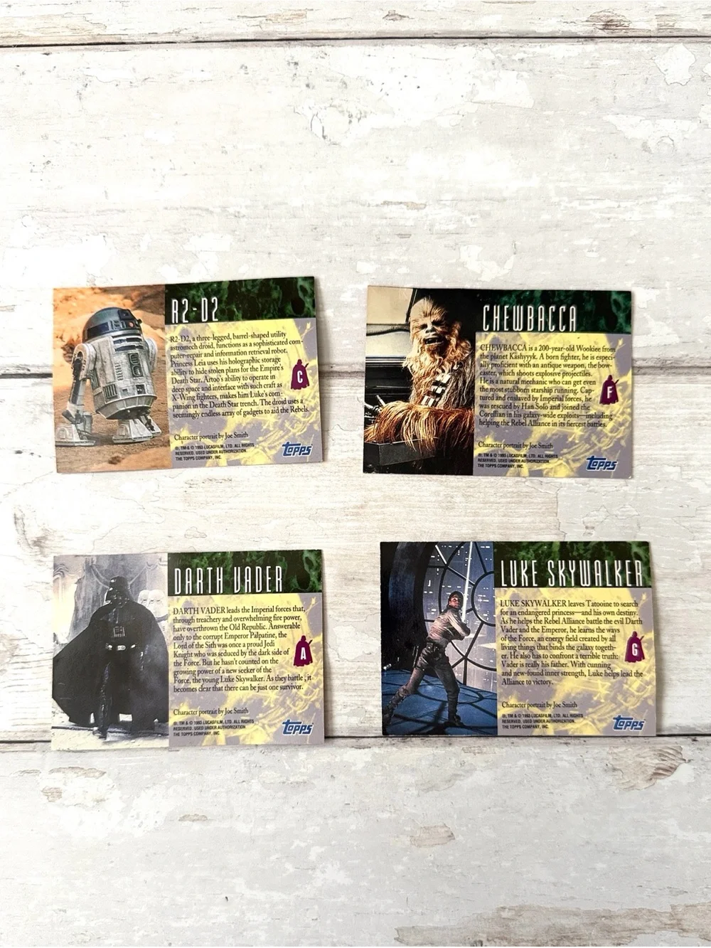 Collectible Star Wars Collector Cards 1993 Lucas Films Set of 4